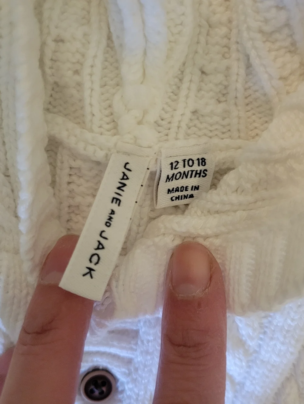 Janie and Jack‎ Cream Cable Knit Hooded Bear Baby Romper Old Money Baby Neutral